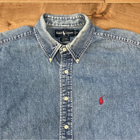 Vintage Polo Ralph Lauren Mens Size XL Blake Denim Long Sleeve Button Down Shirt - Picture 3 of 14